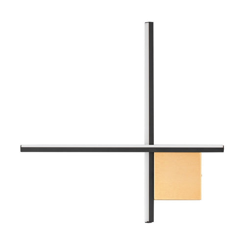 Nova Luce CROSS Geïntegreerde LED-wandlamp in zandzwart met geborsteld goudkleurige Triac-dimfunctie, 15W, 880lm, 3000K