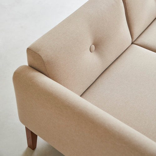 Tikamoon 2-zitsbank van massief eiken en ecru stof - Beige