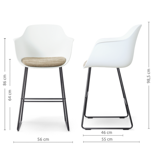 Nolon Nino-Liz barkruk wit met nougatbruin zitkussen - zwart onderstel - 65 cm