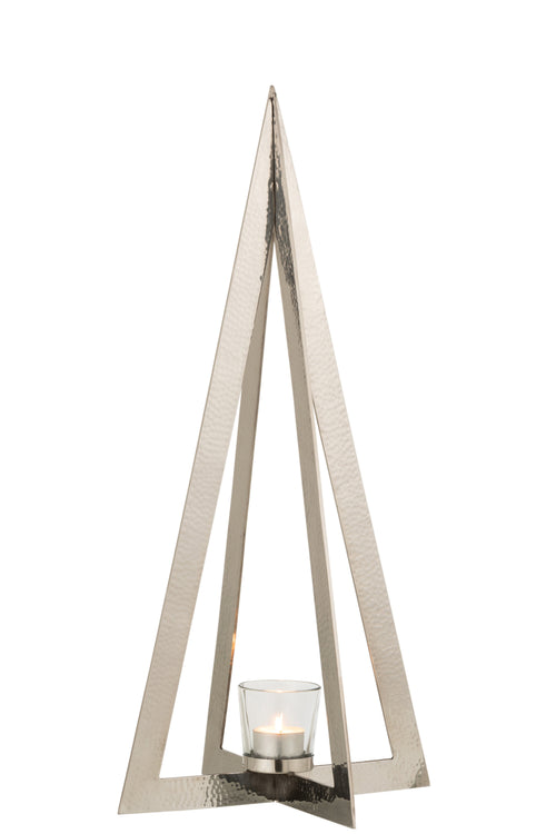 J-Line theelichthouder Boom - metaal/glas - zilver - large - vtwonen shop