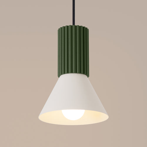 Sollux Lighting Hanglamp ESTRIA 1 beige/olijfgroen - 14x14x120cm