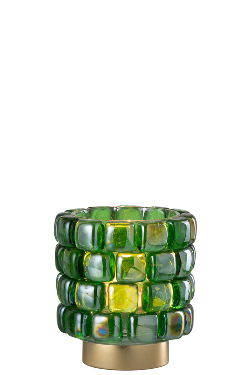 J-Line theelichthouder Vierkant mozaiek - glas - groen - small