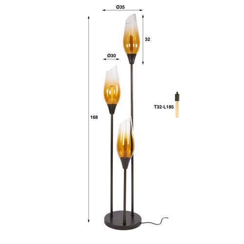 Giga Living Vloerlamp Cocoon - Bruin Glas - 170cm