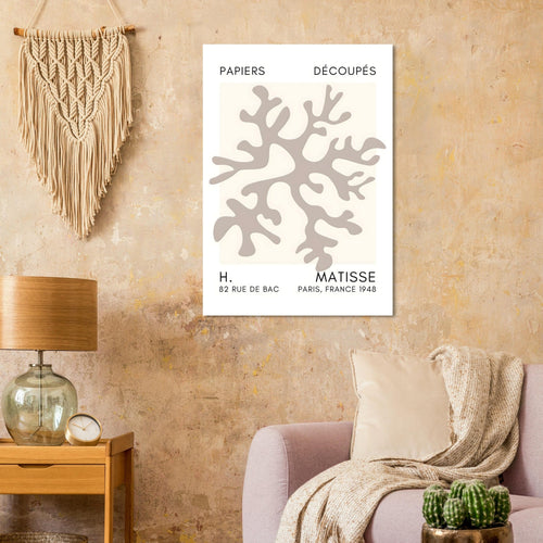 Artfulprints  Matisse – Dreamy coral flower grey   poster 50x70 cm - vtwonen shop