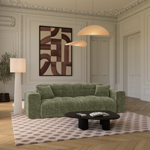 Premium Interiors - Bank COCOON - gewaafd fluweel vintage groen 230cm