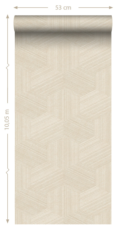 Origin Wallcoverings eco-texture vliesbehang grafisch 3D motief lichtbeige - 50 x 900 cm - 347941 - vtwonen shop