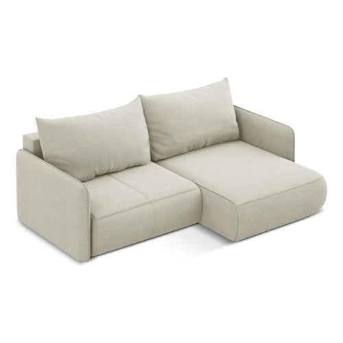 LaMiaSofa hoekbank rechts Palermo - textuurstof - lichtbeige - 207x148x86