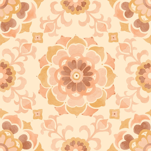 ESTAhome behang tegelmotief beige en licht roze - 50 x 900 cm - 131686