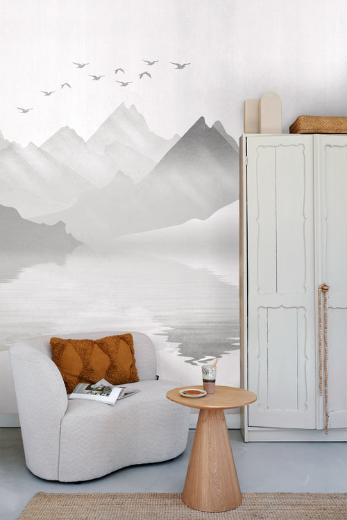 Sanders & Sanders fotobehang berglandschap grijs - 375 x 270 cm - 600969 - vtwonen shop