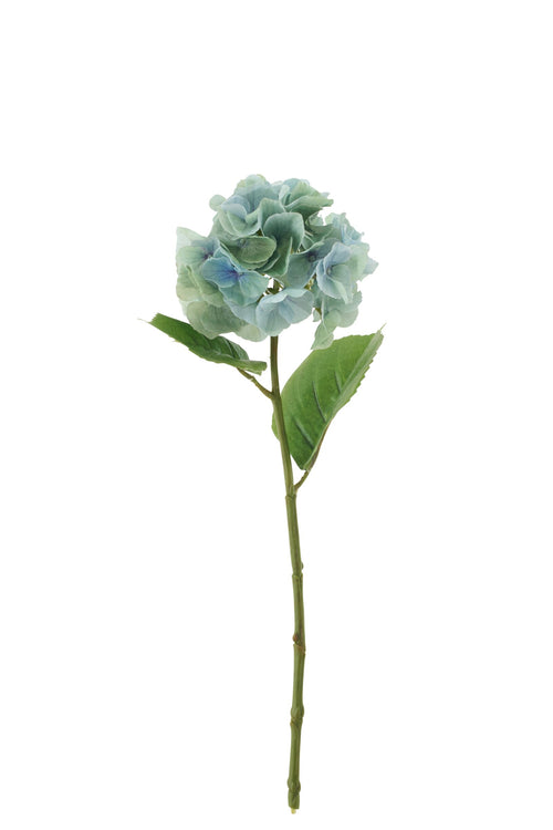 J-Line bloem hortensia Frisse Toets - textiel - turkoois - large - 4 stuks