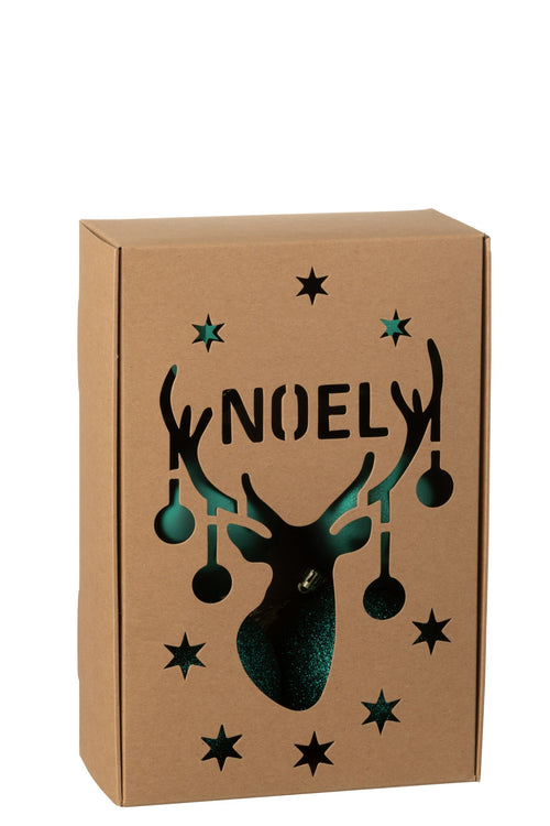 J-Line kerstbal - kunststof - groen - doos van 6
