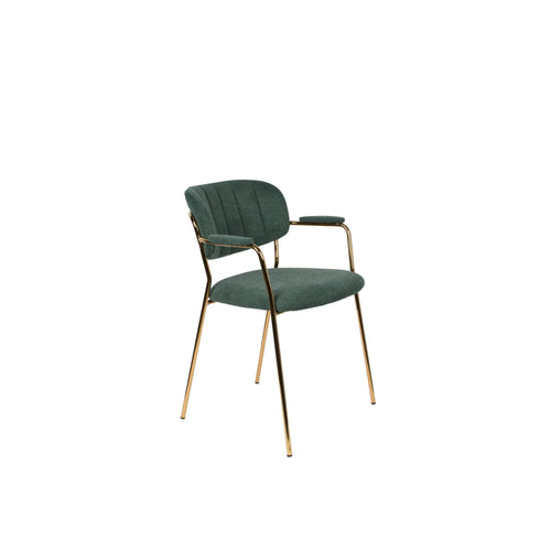 Housecraft Living Jolien Eetkamerstoelen armleuning Goud/Dondergroen - Set van 2 - vtwonen shop