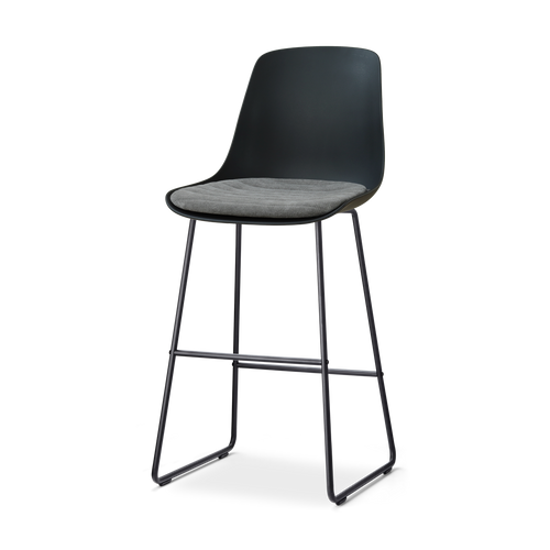 Nolon Nino-Liv barkruk zwart met zeegrijs zitkussen - zwart onderstel - 75 cm - vtwonen shop