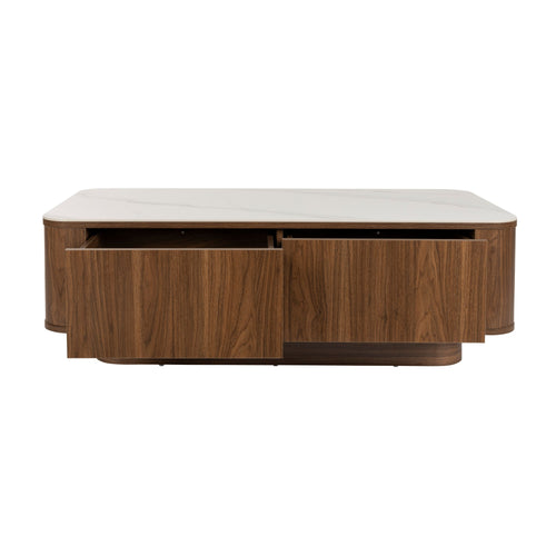 Housecraft Living Almira Salontafel 120x60 cm Hout/ Marmerlook Walnootkleur - Bruin