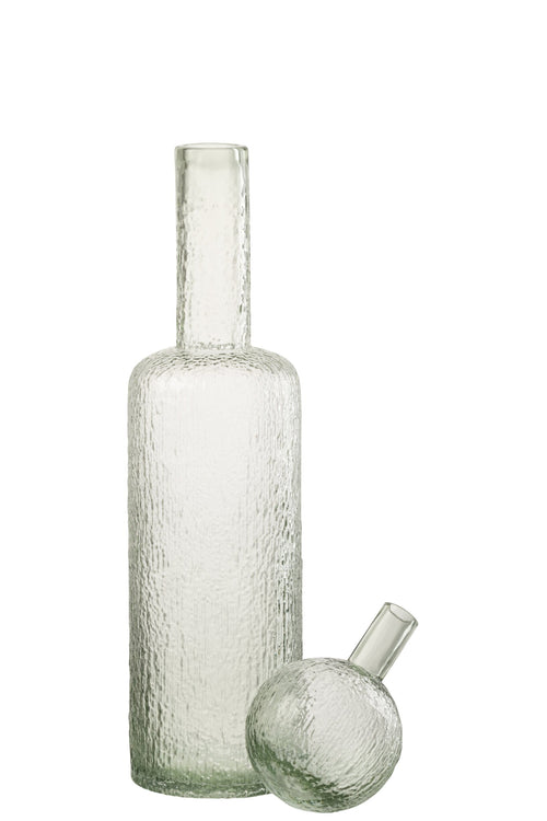 J-Line decoratie Fles Reliëf - glas - transparant/groen - large
