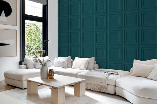Origin Wallcoverings behang wandpanelen petrolblauw - 53 cm x 10.05 m - 347813