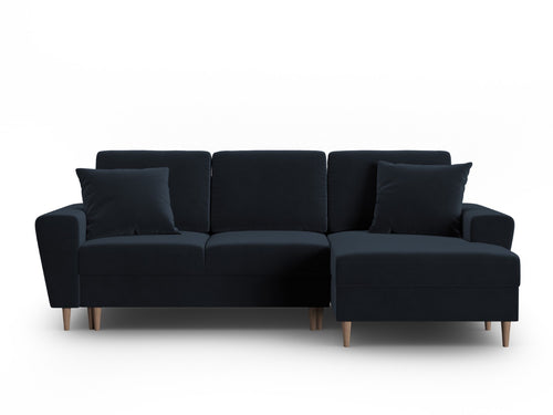 Cosmopolitan Design Converteerbare hoekbank rechts met opbergdoos Kyoto 4-zits, flueel donkerblauw - 145x241x88cm