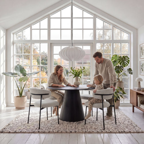 Furnhouse eetkamerstoel Diana - Crème wit - Stof (Bouclé) - Set van 6