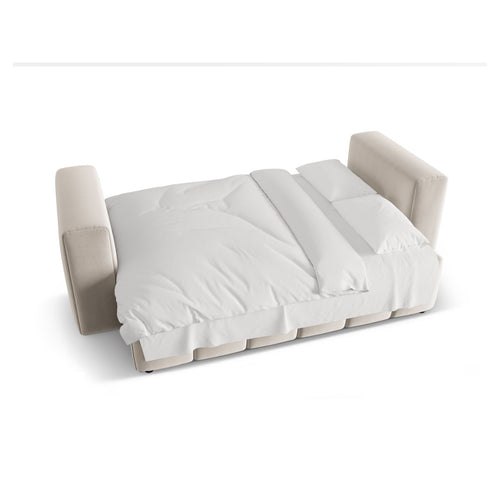 Cosmopolitan Design - Slaapbank met opbergdoos Verona 3-zits, flueel ecru - 98x252x85cm