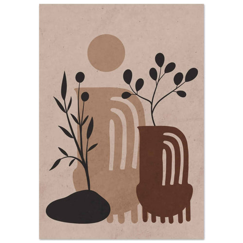 Artfulprints Poster met Lijst Boho – Clay forms   - A4 21x29.7 cm - Bruin