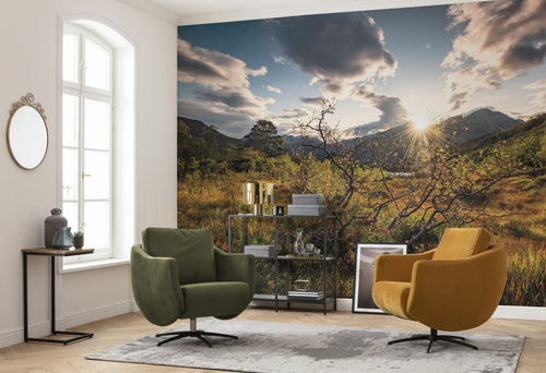 Sanders & Sanders fotobehang landschap groen en blauw - 450 x 280 cm - 612646