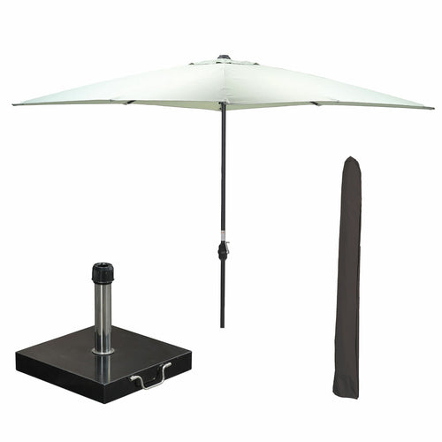 Garden Impressions stokparasol Lotus olijf 250x250 cm met 40kg Cosmo voet en hoes