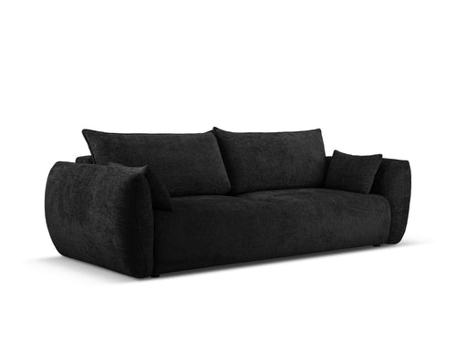 Cosmopolitan Design Slaapbank met opbergdoos Matera 3-zits, chenille, zwart - 108x240x86cm