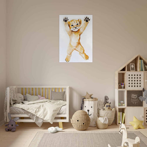 Artfulprints Poster Springende baby tijger   - 70x100 cm - Meerkleurig