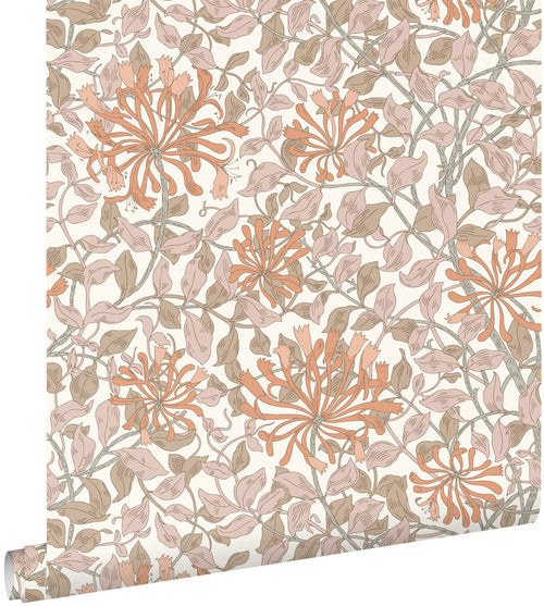 ESTAhome behang bloemen terracotta en oudroze - 50 x 900 cm - 131027 - vtwonen shop