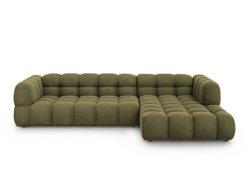 Cosmopolitan Design Modulaire hoekbank rechts Sky 4-zits, flueel, lichtgroen - 162x300x70cm