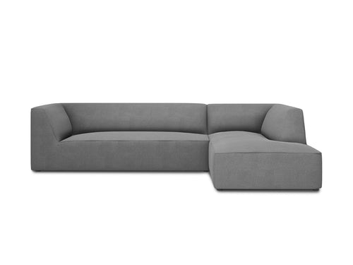 Micadoni rechter hoekbank Ruby 4-zits, structurele stof, grijs - 180x273x69cm
