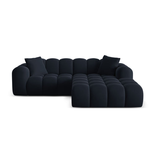 Cosmopolitan Design - Rechter hoekbank Treno 3-zits, flueel donkerblauw - 184x240x70cm