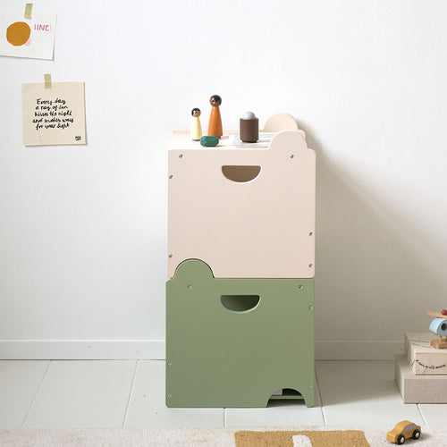 Petite Amélie Set van 2 stapelbare speelgoedkisten - MDF - groen