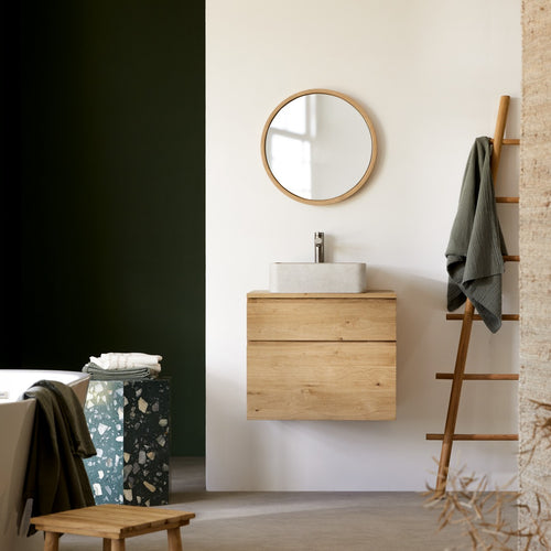 Tikamoon Massief eikenhouten wastafelmeubel 60 cm - Naturel - vtwonen shop