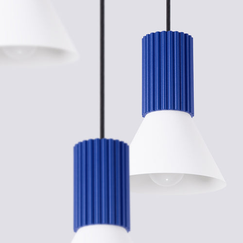 Sollux Lighting Hanglamp ESTRIA 3P wit/ultramarijn - 30x30x120cm