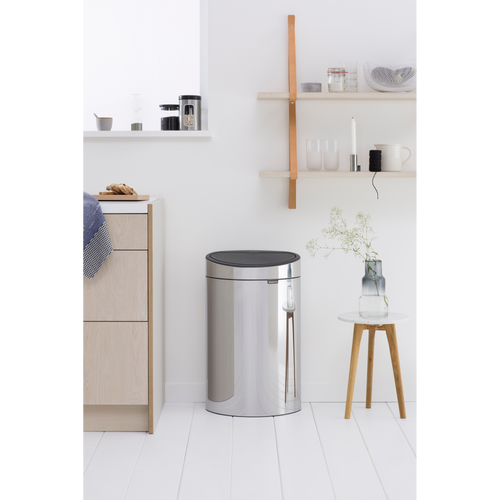 Brabantia Touch Bin New afvalemmer, 40 liter, kunststof binnenemmer - Brilliant Steel