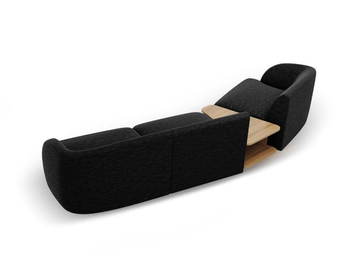 Micadoni linker modulaire bank Miley 3-zits, chenille, zwart - 126x303x70cm
