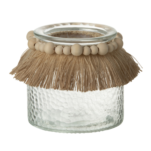 J-Line theelichthouder Kralen Decoratie - glas - transparant - small