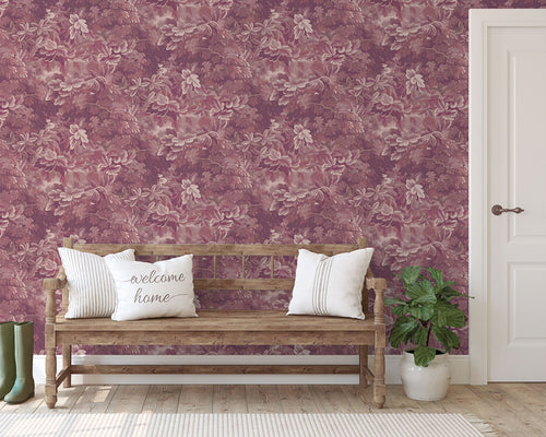 Sanders & Sanders behang bladeren bordeaux rood - 53 cm x 10 m - 640999