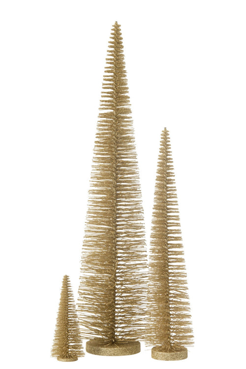 J-Line decoratie Kerstboom Glitter - kunststof - lichtgoud - large