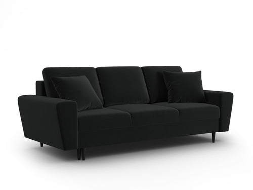 Cosmopolitan Design Slaapbank met opbergdoos Kyoto 3-zits, flueel zwart - 100x235x88cm