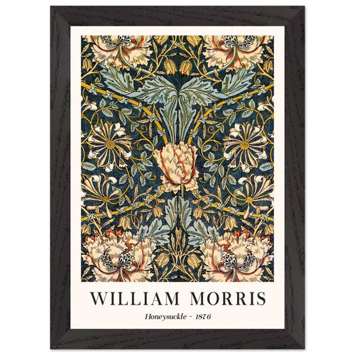 Artfulprints Poster met Lijst William Morris - Honeysuckle 1876   - A4 21x29.7 cm - Donkergroen