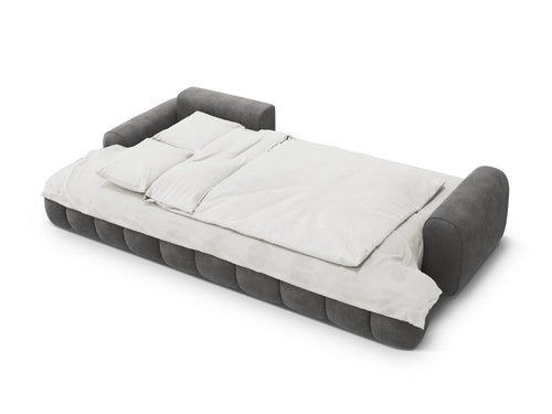 Cosmopolitan Design Uitklapbare hoekbank links met opbergdoos Linz 3-zits, flueel grijs - 142x275x84cm