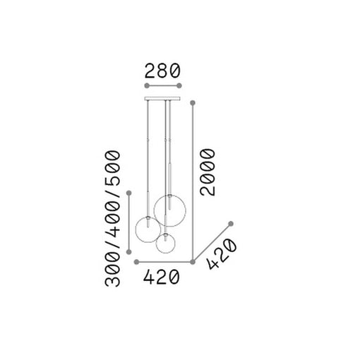 Ideal Lux EQUINOXE Hanglampcluster van messing, 3x G4