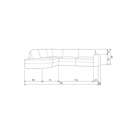 vtwonen hoekbank ronding links Family - PE - Warm Grijs - 85x301x189 - vtwonen shop