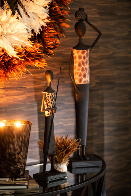 J-Line geurkaars Noa - sandalwood - glas - zwart/goud - medium - 68U