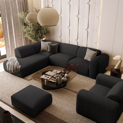 Sia Home - Hoekbanken links MYRA - Bouclette stof - Donker antraciet - 269cm - vtwonen shop