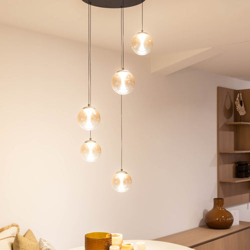 Atmooz hanglamp Monza 5 rond - zwart - Ø 45 x H 170 cm - geïntegreerde led