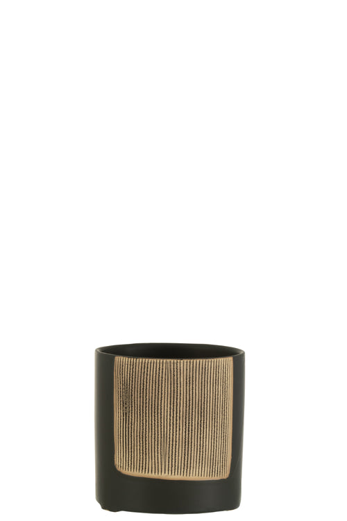 J-Line bloempot Maria Rond - keramiek - zwart - 2 stuks - Ø 12 cm - vtwonen shop