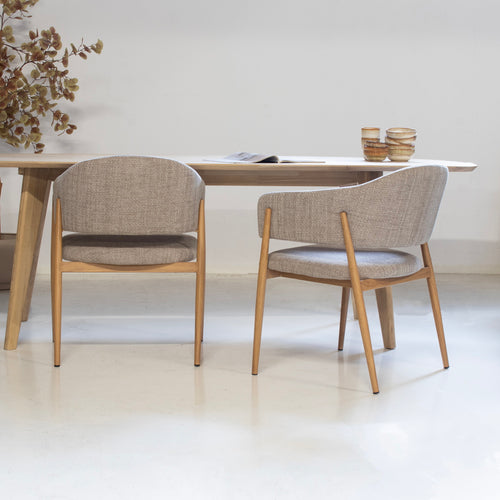 DÉJA Living Eetkamerstoel Dénia - Taupe/Naturel - Zithoogte 48cm - Set van 2 - vtwonen shop